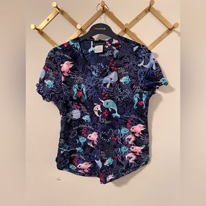 Ocean Themed Cute Scrub Top
